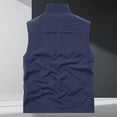 thumbnail image 6 of Men's Vest with Multi Pockets Breathable Lightweight Outdoor Cargo Vest Solid Color Stand Collar Jacket Men's Travel Sports Workout Vest, 6 of 6