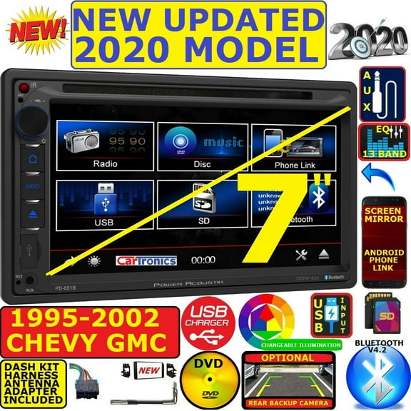 95-02 GM TRUCK/SUV DVD CD TOUCHSCREEN BLUETOOTH DOUBLE DIN CAR STEREO RADIO