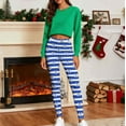 thumbnail image 4 of Fengqque Women's Christmas Stripe Printed Fashionable Elastic Leggings Fitness Running Casual Pants Yoga Pants Blue S(S), 4 of 9