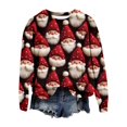 thumbnail image 1 of Wyzesi Chandails en Molleton Tunique pour Femmes Coupe Ample Décontractée Imprimé de Noël 3D à Capuche Manches Longues Col Rond pour les Fêtes, 1 of 2