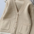 thumbnail image 5 of AINIYS Kids Boys Girls Button Closure V-Neck Cardigan Kid Knit Sweater Soft Cardigan with Pockets Khaki 7 Years, 5 of 8