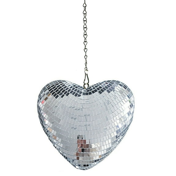 2 Pcs Heart Shaped Mirror Ball Decor - Handmade Reflective Hanging Ornament for Party Wedding Garden Stage - 4 Inch Retro Disco Ball with Dazzling Light Effects - Unique Gift for Home Bar KTV Prom De