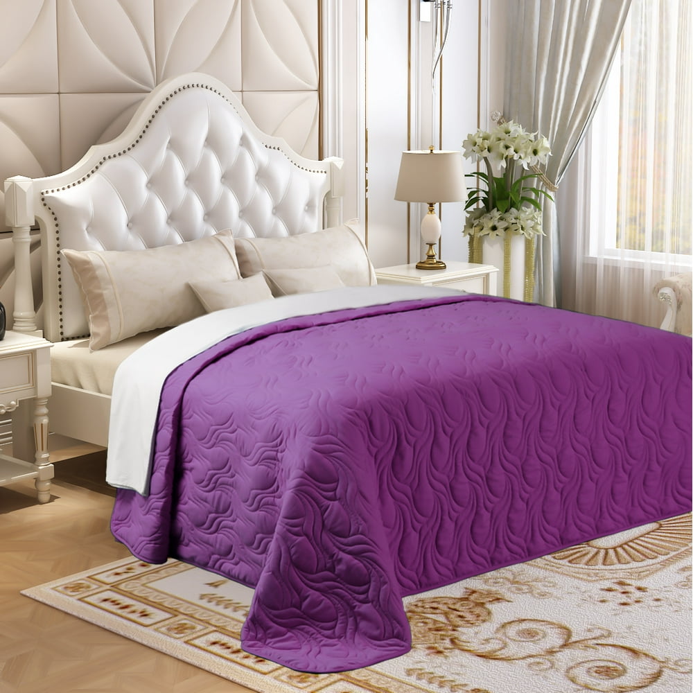 KING QUILT MICROFIBER EMBROIDERED KING QUILT PURPLE SARA Walmart