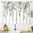 thumbnail image 3 of Eucalyptus Botanical Leaves Purple Floral Kitchen Window Curtains Flower Plant Leaf Small Window Treatment Sage Green Cafe Short Curtains for Bathroom Treatment Tier Drapes 27.9x39 inch, 3 of 6