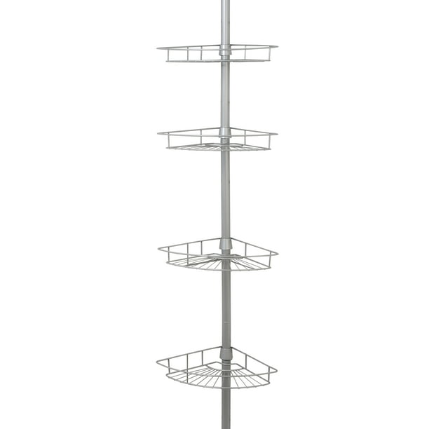 Zenna Home Adjustable Tension Pole Shower Caddy with 4 Basket Shelves