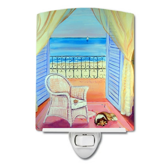 Caroline's Treasures 7186CNL Sheltie waiting on Mom Ceramic Night Light, 6x4x3", multicolor