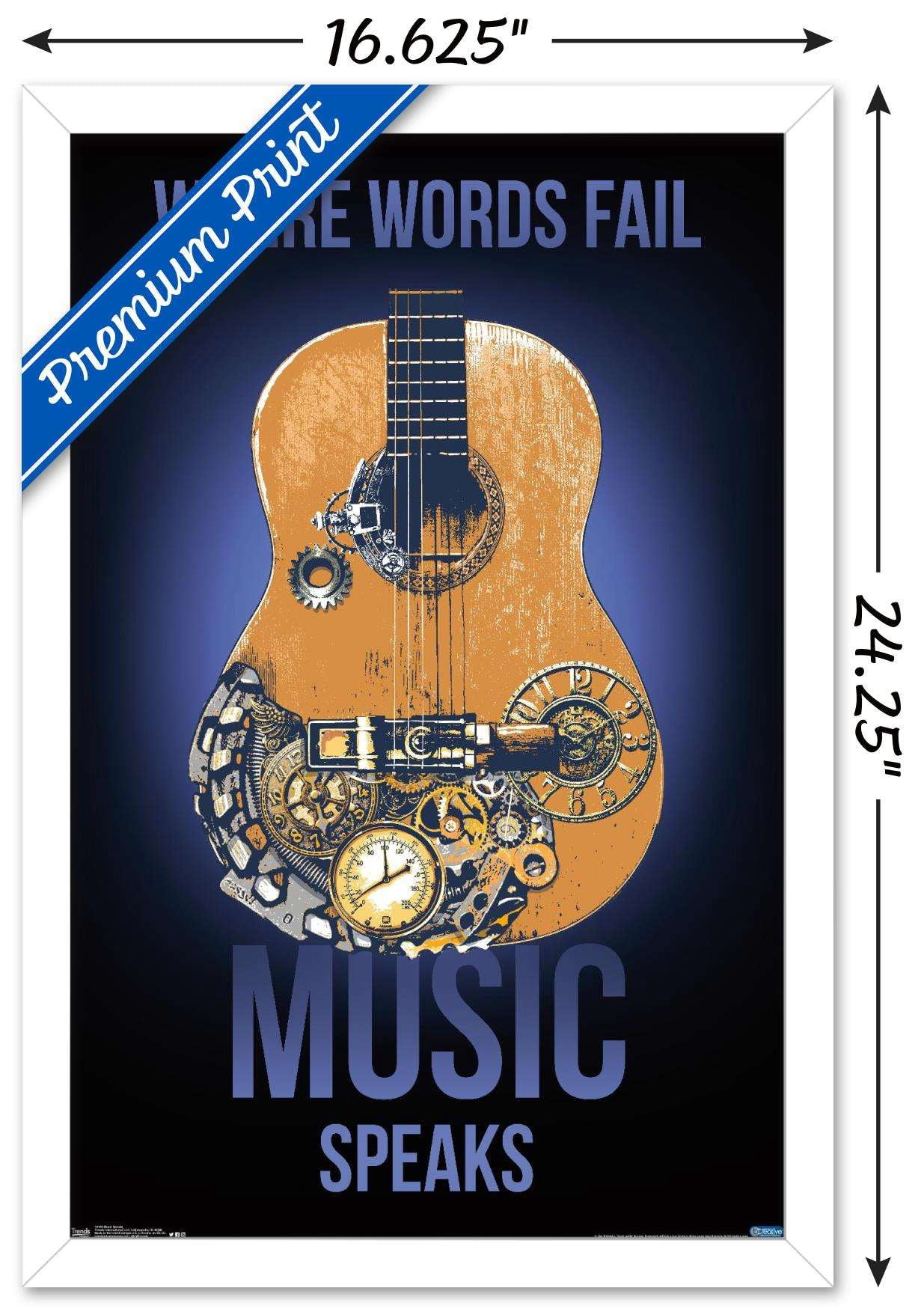 Music Speaks Wall Poster, 14.725" x 22.375", Framed