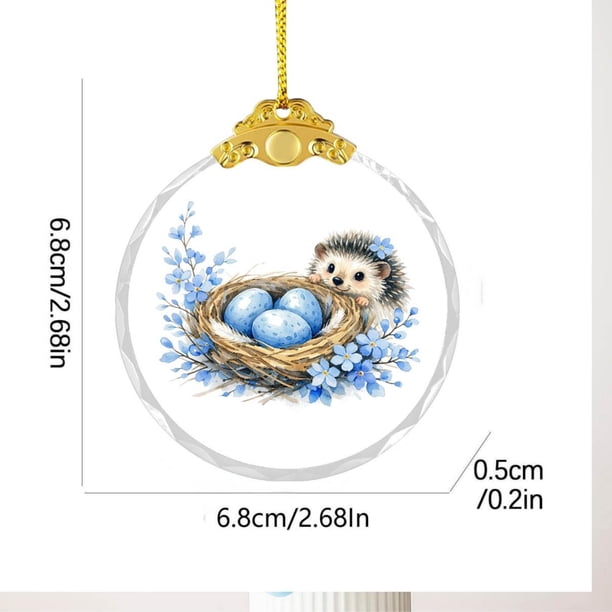Uuiauoio Glass Easter Ornament 2D Flat Pendant with Bunny Egg Designs for Tree Gift Basket Filler Holiday Party Decorations Keepsake