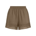 thumbnail image 5 of Women's Shorts Cotton-Linen Elastic Waist Lace Beach Shorts Soild Color Fashion Casual Summer Shorts for Vacation, 5 of 8
