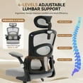 thumbnail image 3 of Yeshouse silla de oficina ergonómica con respaldo de malla, respaldo alto y reposacabezas ajustable, giratoria con ruedas, ideal para juegos, oficina en casa y sala de estudio, 3 of 7