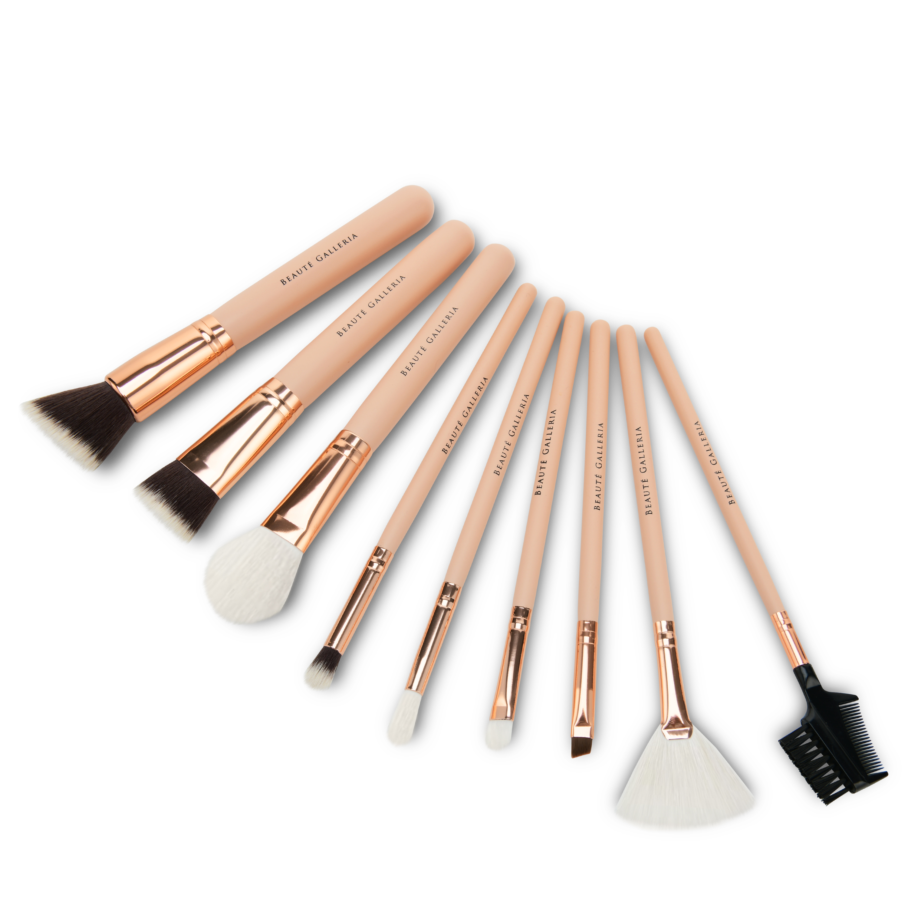 Beaute Galleria Makeup Brush Set, Vegan Cruelty-Free Synthetic Bristles with Travel Pouch Bag, 9 Pieces - image 5 of 8