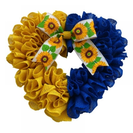 

Monfince 35cm/14in Ukrainian Peach Heart Wreath Sunflower Bowknot Garland Pendant Ornament for Indoor Outdoor Garden Farmhouse Decoration Prayer Gift Ukrainian Wreath