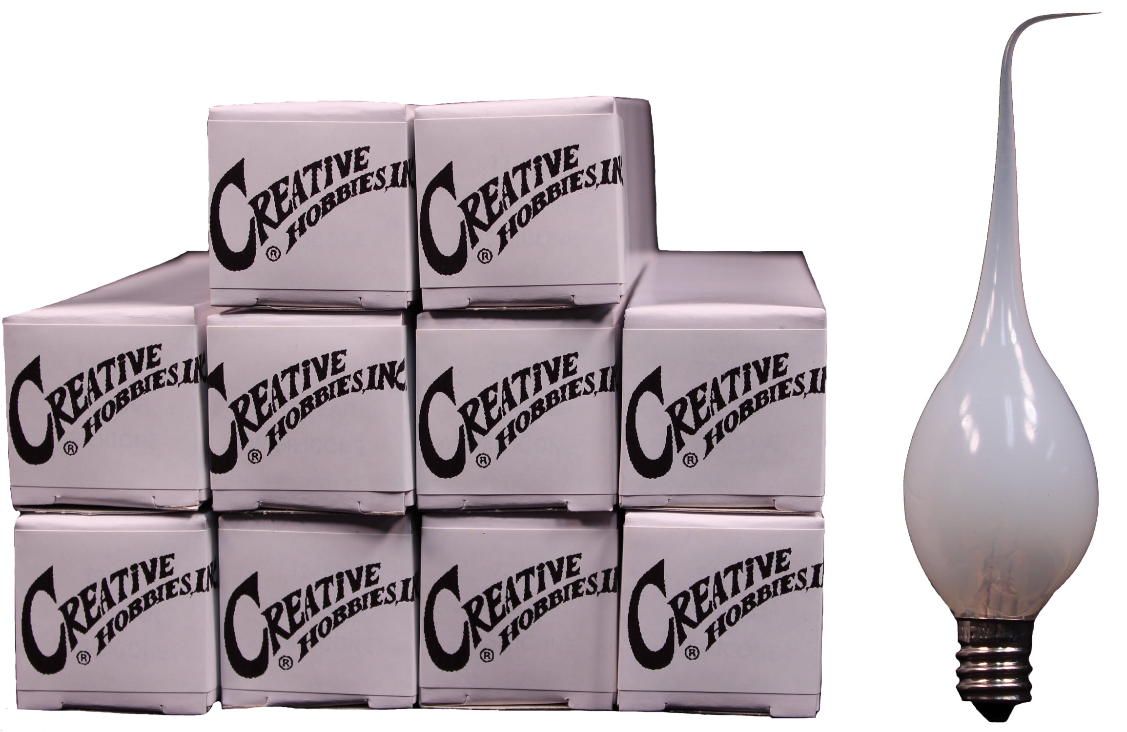 Creative Hobbies Silicone Dipped Electric Candle Lamp Chandelier Light Bulbs, Individually Boxed, 7 Watt -Wholesale Box of 25 Bulbs