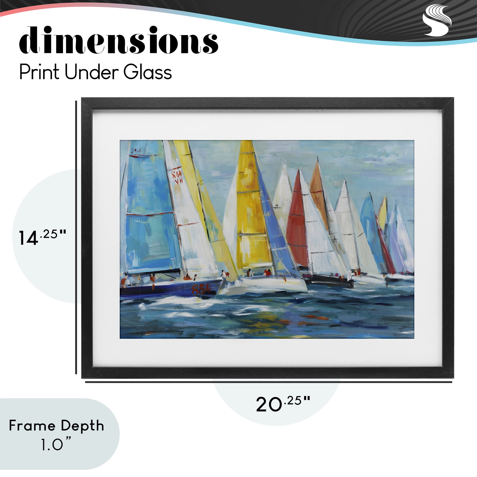 Stupell Industries Colorful Sails Coastal Scene Black Framed Print Under Glass, design by Lorenzo Collective