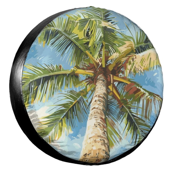 KAKALAD Coconut Tree Leaves Spare Tire Cover Universal Vehicle Accessories Buckle Car Tools 14”in