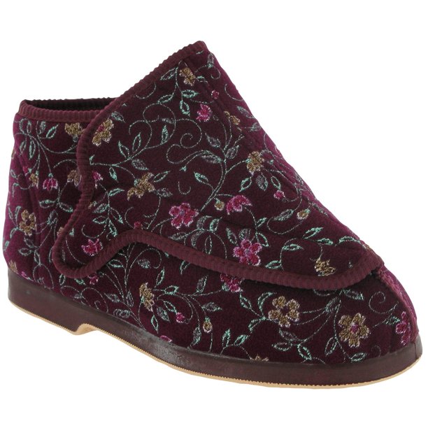 GBS Rhona - Zapatillas de estar por casa de ancho especial para mujer (Vino)