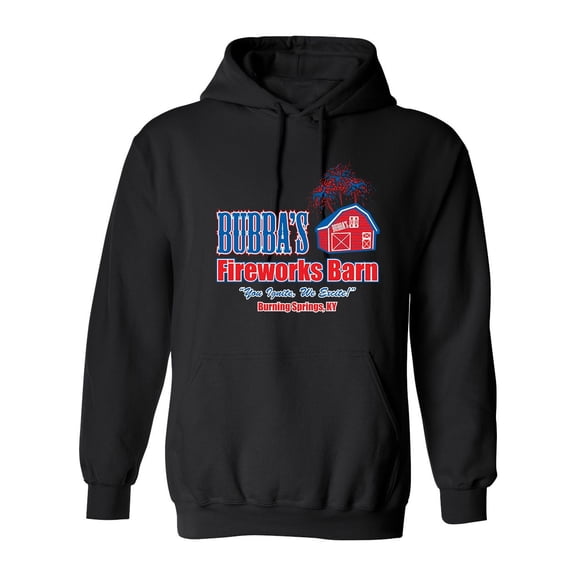 Bubbas Fireworks Barn Burning Springs Sarcastic Novelty Gift Idea Adult Humor Funny Men's Hoodies