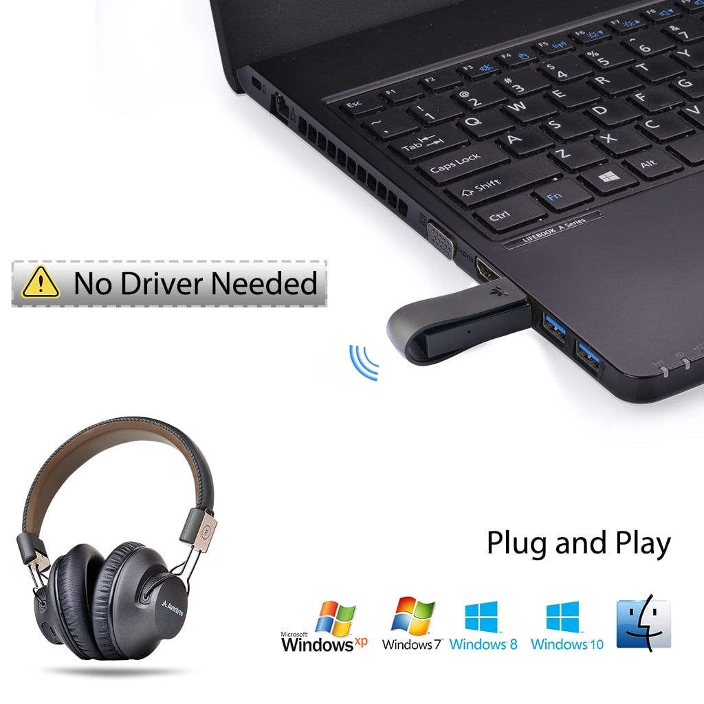 Black USB Bluetooth 5.0 Audio Transmitter Adapter Donglefor PC PS4 Mac Laptop aptX Low Latency Wireless Audio for Headphones,Support All Windows 10 8 7