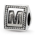 thumbnail image 1 of 925 Sterling Silver Charm For Bracelet Letter M Triangle Block Bead Alphabet, 1 of 8