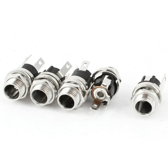 5Pcs 5.5mm x 2.1mm DC Power Jack Socket Metal Panel Mount Connector