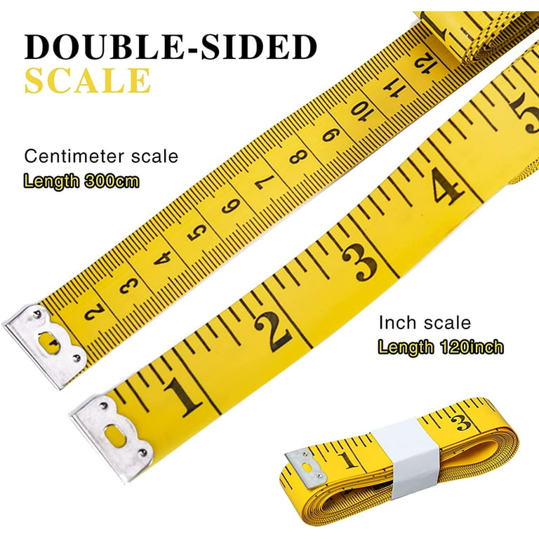 2pcs/pack, Tape Measure, Soft Tape Measure, Sewing Tailor Cloth Tape  Measure, 120 Inches/300 Centimeters (yellow) And 60 Inches/150 Centimeters  (white
