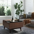 thumbnail image 2 of Owen 34 in.W Storage Coffee Table in Distressed Chestnut Brown Faux Leather, 2 of 8