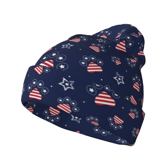 Kdxio Star Dog Paw Winter Beanie for Men Women Beanie Knit Hat Cuffed Cap Beanie Knit Chunky Snow Cap