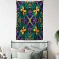 thumbnail image 3 of Fractal Tapestry, Antique Ornate Symmetric Stained Glass Mosaic Window Style Floral Tile Pattern, Wall Hanging for Bedroom Living Room Dorm Decor, 60W X 80L Inches, Green Purple, by Ambesonne, 3 of 5