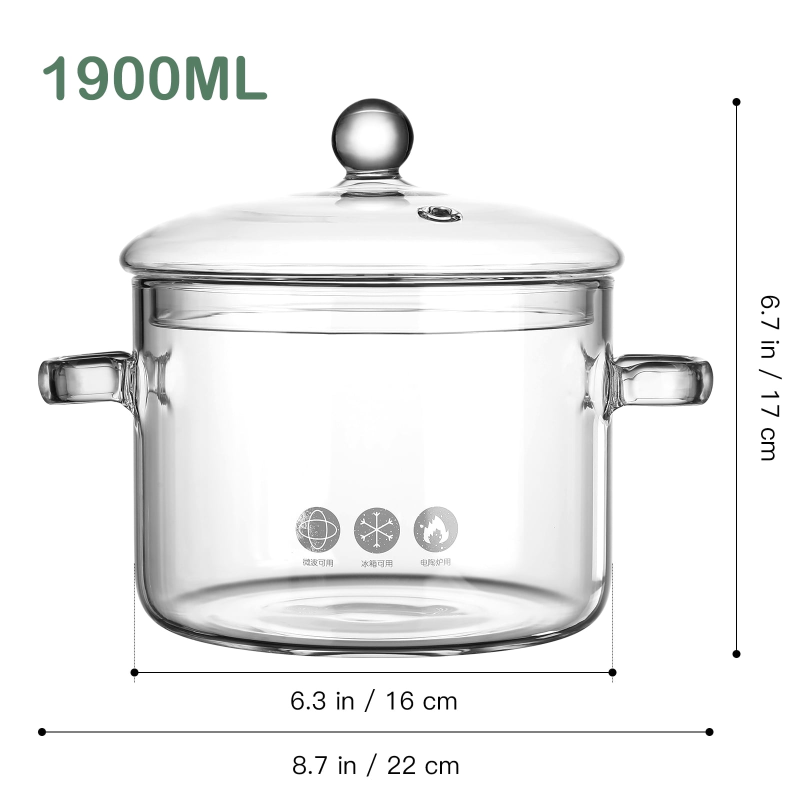 Household High Borosilicate Glass Soup Pot Pot Glass Two-eared Instant Noodle Bowl