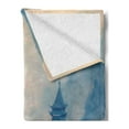 thumbnail image 2 of East Soft Flannel Fleece Throw Blanket, Chinese Building Paint Mist Lanterns at Night Oriental Image Illustration, Cozy Plush for Indoor and Outdoor Use, 50" x 60", Blue, by Ambesonne, 2 of 5