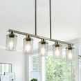 thumbnail image 2 of ACE-LIGHTS,Modern Industrial 5-Light Chandelier with Clear Glass Shades(Bulbs Not Included),Hanging Ceiling Light Fixture for Living Room,Dining Room,Kitchen Island(Brushed Nickel), 2 of 10