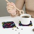 thumbnail image 6 of Kll Square Drink Coasters Set Of 4,Pu Leather Absorbent Coasters Set Decorative Coffee Cup Coasters Housewarming Gift For Home Decor-Colorful Dragonflies, 6 of 9