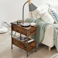 thumbnail image 4 of VECELO Nightstand with Charging Station, Flip Top End Table with 2 Drawer & USB Ports for Living Room, Bedroom, Rustic Brown, 4 of 10
