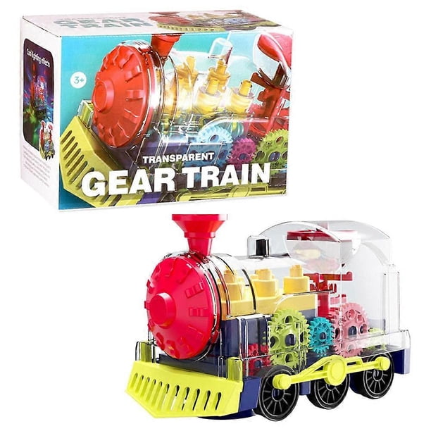 Electric Train Set Transparent Electric Gear Train with Music Light Rotating Toy Children s Birthday Gift for Children
