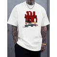thumbnail image 2 of Summer New "Soul Train" Print Premium Heat Transfer Printing Classic Trendy Men's Casual Fashion Short Sleeve Slightly Stretch Ribbed Crew Neck Comfortable Breathable T-Shirt, 2 of 10