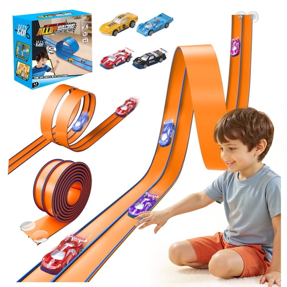 Pista de Carreras Oppvoci Mejorada Flexible de 4.5 m con 4 Coches para Niños 3+