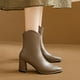 thumbnail image 2 of NECHOLOGY Botas Mujer Adulto Femenino Zapatos Botines de mujer Moda mujer cuero artificial otoño suela gruesa tacones cuadrados cremallera botines cortos zapatos de punta estrecha (Khaki, 7.5), 2 of 5