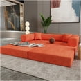 thumbnail image 2 of JERFIT Convertible Sofa Bed for Small Spaces, 2-Seater Velour Futon Couch with Pillows, Tangerine Orange, 2 of 5