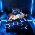 thumbnail image 5 of meiyoeat Gradient Gamepad Twin Sheet Sets for Boys Gamers, Neon Honeycomb Blue Gaming Bedding, 3 Pieces, 1 Flat Sheet, 1 Fitted Sheet and 1 Pillowcase, 5 of 6