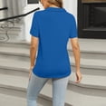 thumbnail image 7 of Blue Polo Shirts Women Short Sleeve V Neck Collared Tops Loose Trendy Beach Casual Tees Summer, XL, 7 of 7
