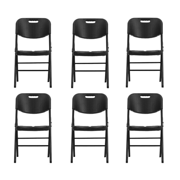 Sillas Plegbales Rattan Negra Paquete 6 Loomber