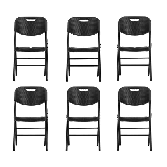 Sillas Plegbales Rattan Negra Paquete 6 Loomber