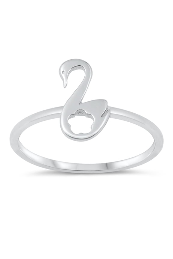 Promise Ring Flower Cutout Love Swan Bird .925 Sterling Silver Band Jewelry Female Male Size 6