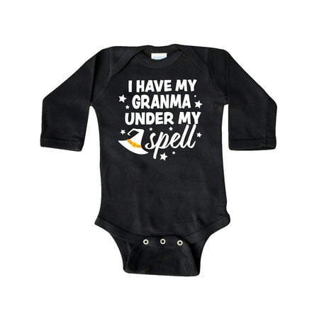 

Inktastic I Have My Granma Under My Spell with Cute Witch Hat Gift Baby Boy or Baby Girl Long Sleeve Bodysuit