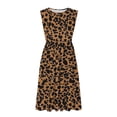thumbnail image 5 of Blmnix Women's Dresses Wrap Dress A Line Dresses Cheetah Print Dress Tank Petticoat Crew Neck Sleeveless Cocktail-Length Brown Summer Casual Dresses for Women XL, 5 of 7