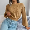 thumbnail image 6 of Fesfesfes Women Sweaters Casual Solid Round Neck Long Sleeve Loose Sweater Fall Blouse Tops Plus Size $10, 6 of 8