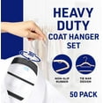 thumbnail image 4 of Lifemaster 50 Pcs. Dry Wet Clothes Hangers - Heavy Duty Coat Hanger Set with 360° Swivel Hook, Non-Slip, Space-Saving, Sleek Design - Accessory Tie Bar, Smart Strap Hooks, Non-Slip Pants Bar (Black), 4 of 7