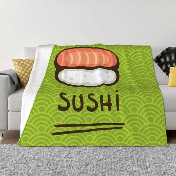 Fotbe Fresh Sushi Manta de Franela con Estampado, Manta Ultrasuave para Cama, Sofá, Auto, Hipoalergénica y Antibolitas-80"x60"