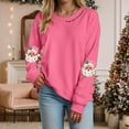 thumbnail image 2 of mgoYE Christmas Shirt Womens Cartoon Fun Gift Casual Sweatshirt Xmas Novelty Christmas Casual Pullover Fall Sweatshirt(Hot Pink,XL), 2 of 5