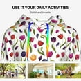 thumbnail image 4 of Daiia Tulips Flowers Pattern Women's Fashion Hoodies & Sweatshirts with Kangaroo Pocket Hooded Sweatshirt with Eye-catching Drawstrings-Large, 4 of 7